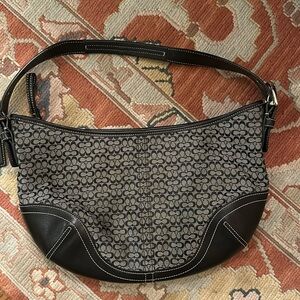 Coach Brown and Black Signature Shoulder Bag